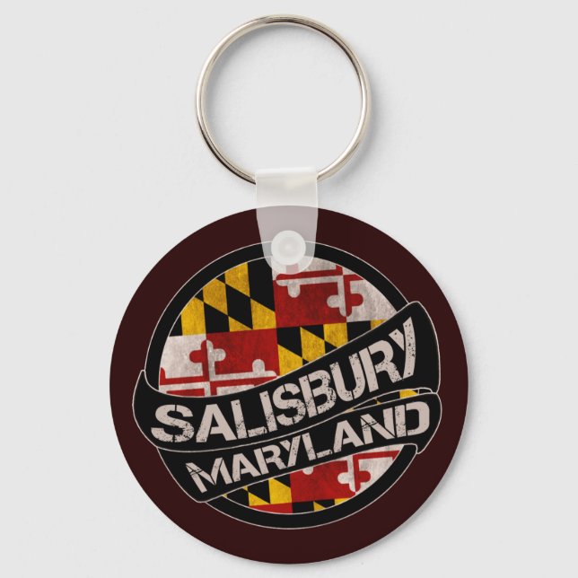 Salisbury Maryland Flaggengrunge Schlüsselanhänger (Vorderseite)