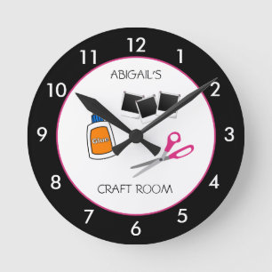 Salle d'artisanat horloge ronde noire personnalis