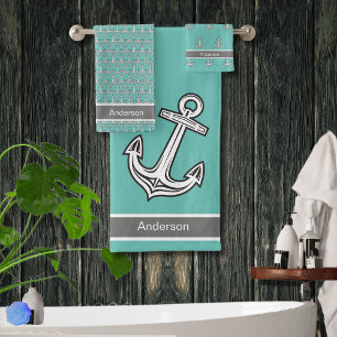 Salle de bain Ancre nautique personnalisée Ba blan