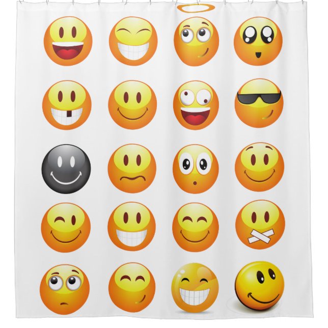 salle de bain avec rideau de douche émojis (Devant)