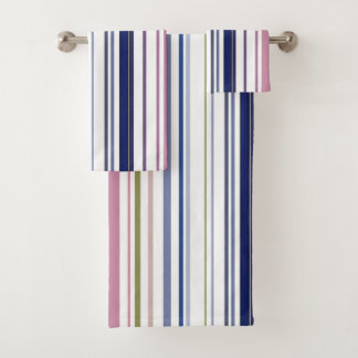 Salle de bain côtière au ton bleu blanc rosé plage