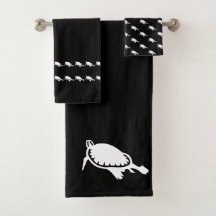 Salle de bain de tortues marines noir blanc