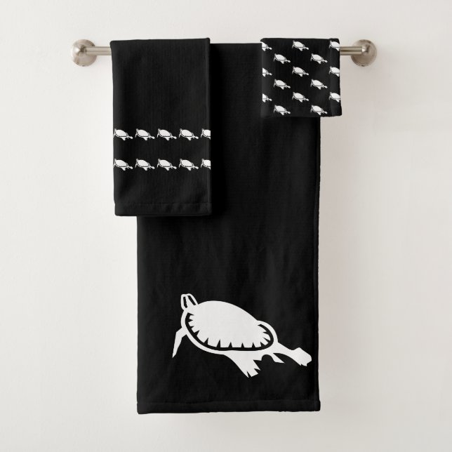 Salle de bain de tortues marines noir blanc (En situation)