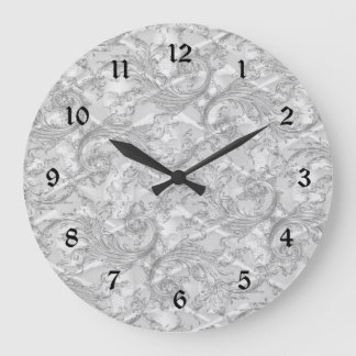 Salle de bain élégante Gray Damask Horloge