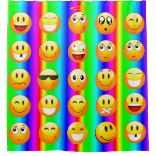 salle de bain émoji arc-en-ciel rideau douche