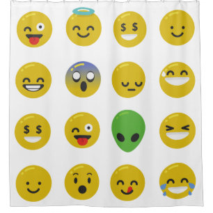Salle de bain Emoji face heureux rideau de douche