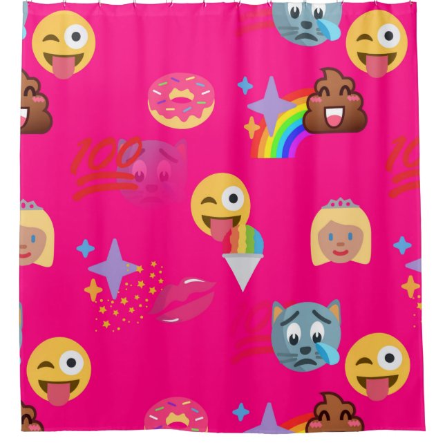 salle de bain émoji rose chaud rideau douche (Devant)