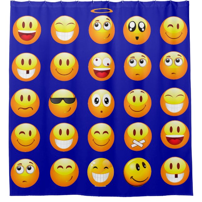 salle de bain emojis bleu foncé rideau (Devant)