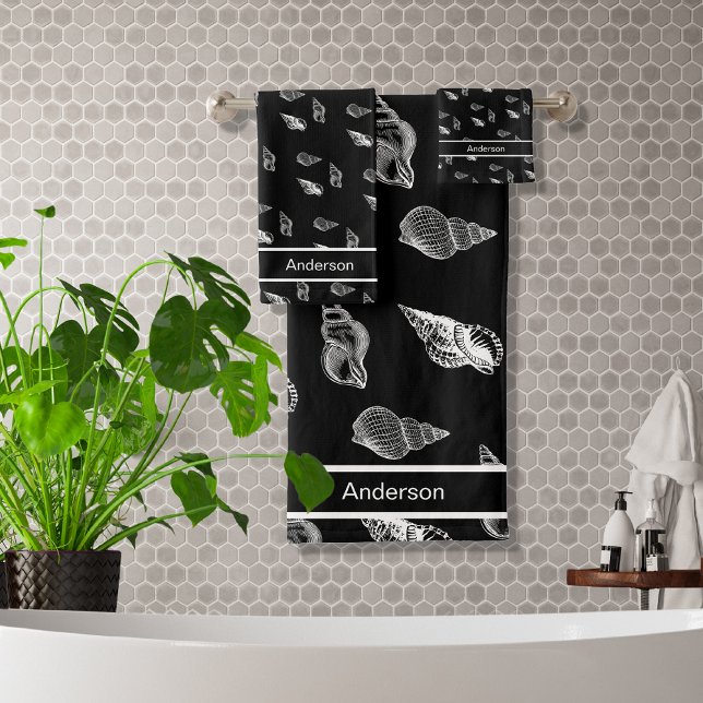 Salle de bain en coquillages noirs et blancs perso (Créateur téléchargé)