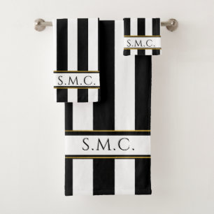 Salle de bain moderne avec rayures Black White Gol