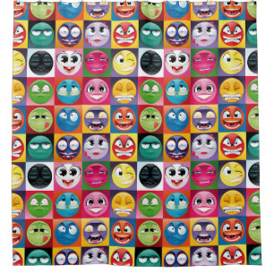 salle de bain pop art emojis rideau de douche