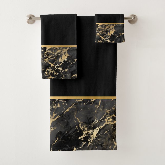 SALLE DE BAINS EN MARBRE NOIR D'OR LUXUEUSE (En situation)