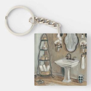 Salle de bains française avec le miroir et l'évier
