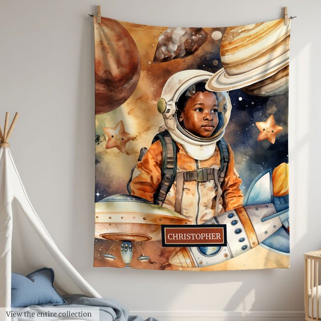 Salle de chambre de l'astronaute couverture de l'a (Astronaut Room Decor Blanket Boys’ Watercolor Art)