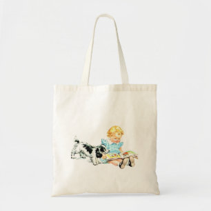 Sally and Spot Illustration der 50er Jahre Tragetasche