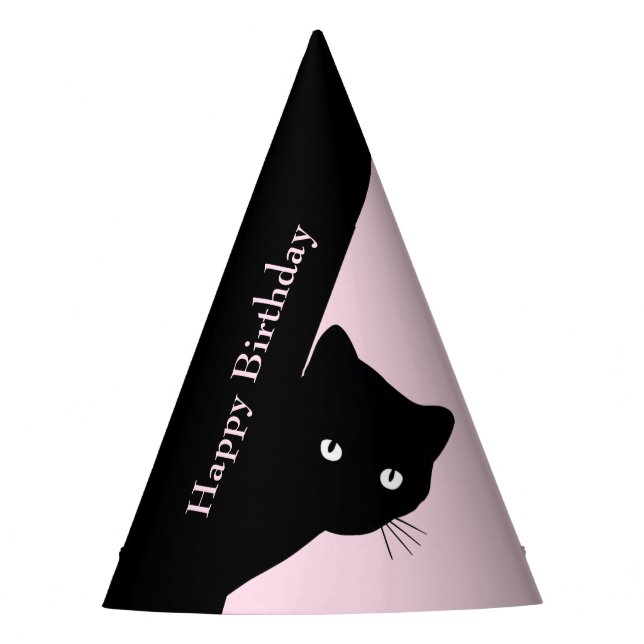 Sally Black Cat Pink Party Hat Partyhütchen (Vorderseite)