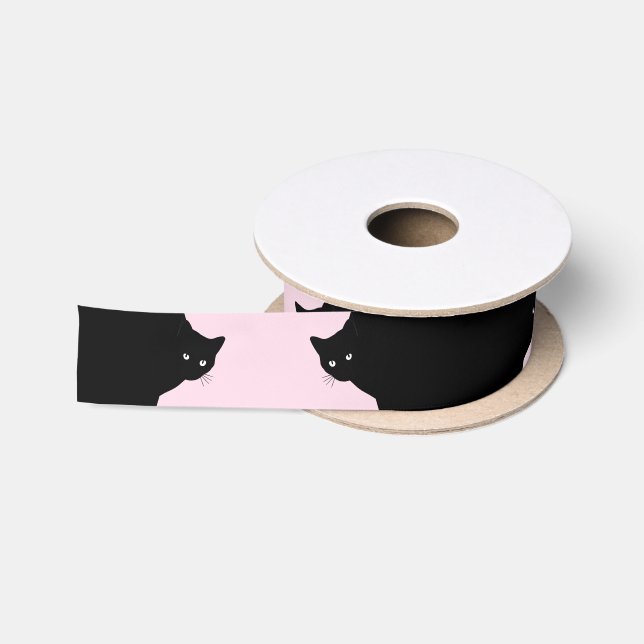 Sally Black Cat Pink Satin Ribbon Satinband (Spule)