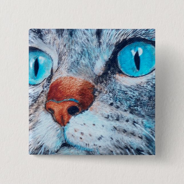 Sally die blaue mit Augen Katze Button (Vorderseite)
