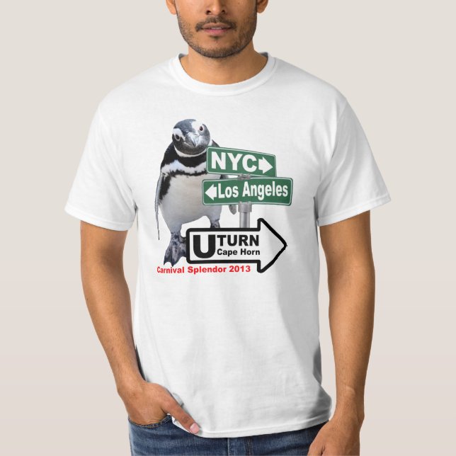 Sally die Pinguin-Richtungskap hoorn Front T-Shirt (Vorderseite)