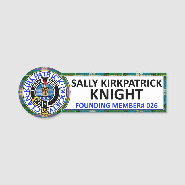 Sally Kirkpatrick Knight CKS Namensschild (Vorderseite)