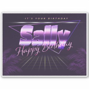 Sally prénom nom lilas rétro autocollant anniversa