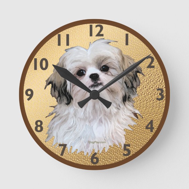 Sally Shih Tzu Runde Wanduhr (Vorderseite)