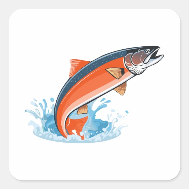 Salmon fish quadratischer aufkleber (Vorderseite)
