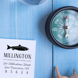 Salmon Nautische Familienname und Rücksendeadres Permastempel