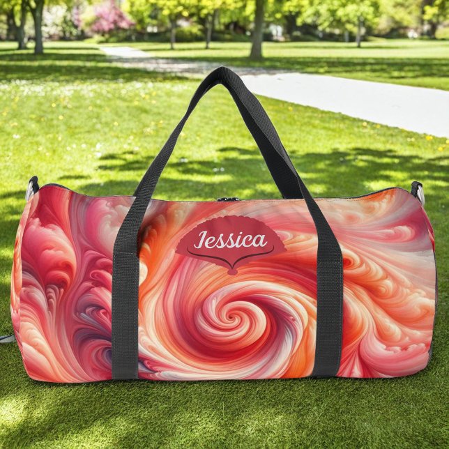 Salmon Pink Modern Abstract Swirling Duffle Bag (Von Creator hochgeladen)