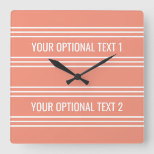 Salmon Stripes custom wall clock Quadratische Wanduhr