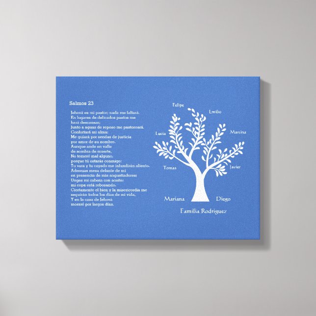Salmos 23 - Psalm 23 Familienbaum, Leinwanddruck (Vorderseite)