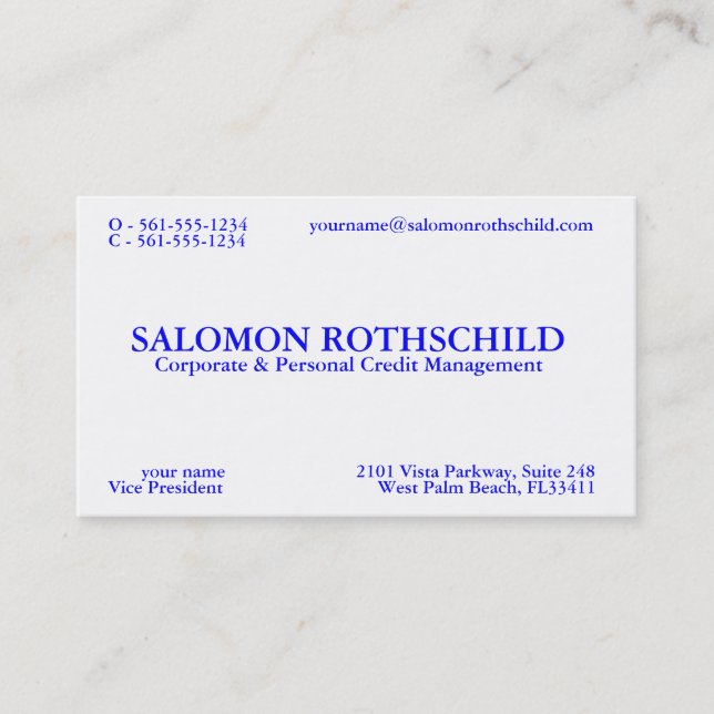 SALOMON ROTHSCHILD VISITENKARTE (Vorderseite)