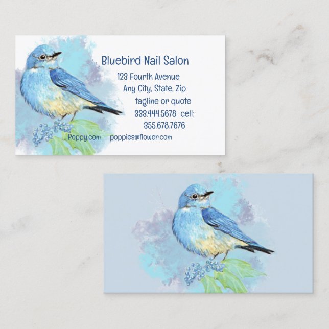 Salon à ongles Bluebird ou Carte de visite personn (Devant / Derrière)