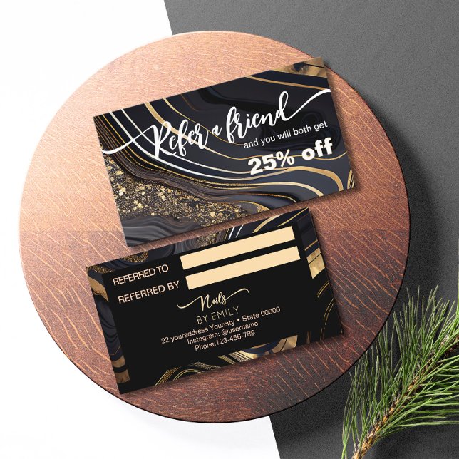 Salon à ongles en marbre Référer un ami Carte de r (Créateur téléchargé)