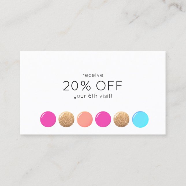 Salon à ongles Manicuriste Client Fidélité 6 Punch (Devant)