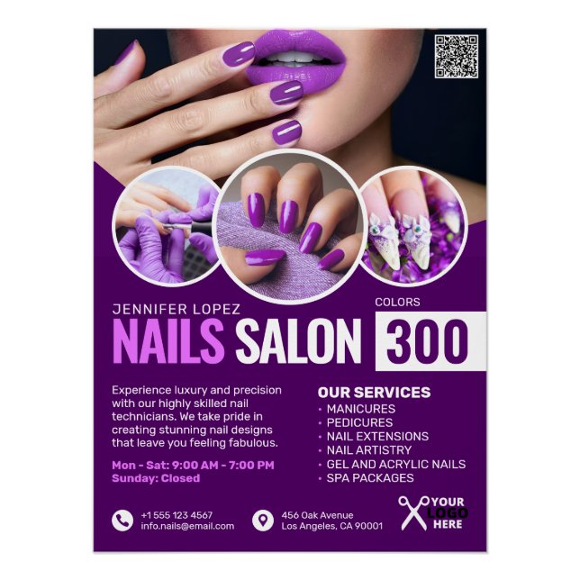 Salon à ongles violets, Salon de beauté, Poster br (Devant)