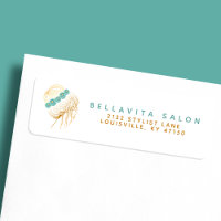 Salon Aquamarin Gold Floral Haare Stylist Rücksend