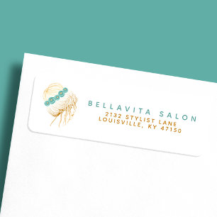 Salon Aquamarin Gold Floral Haare Stylist Rücksend