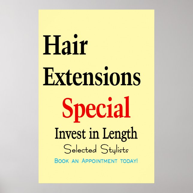 Salon Barbershop Poster Hair Extensions Length (Vorne)