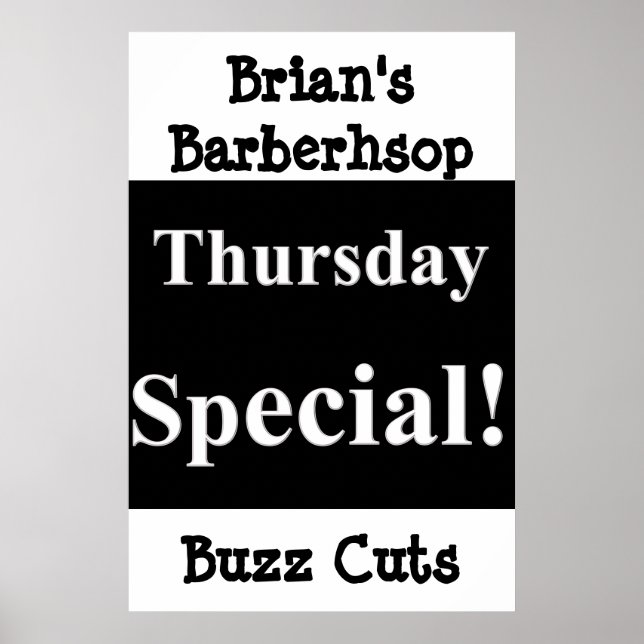 Salon Barbershop Posters jeudi Buzz Coupes (Devant)
