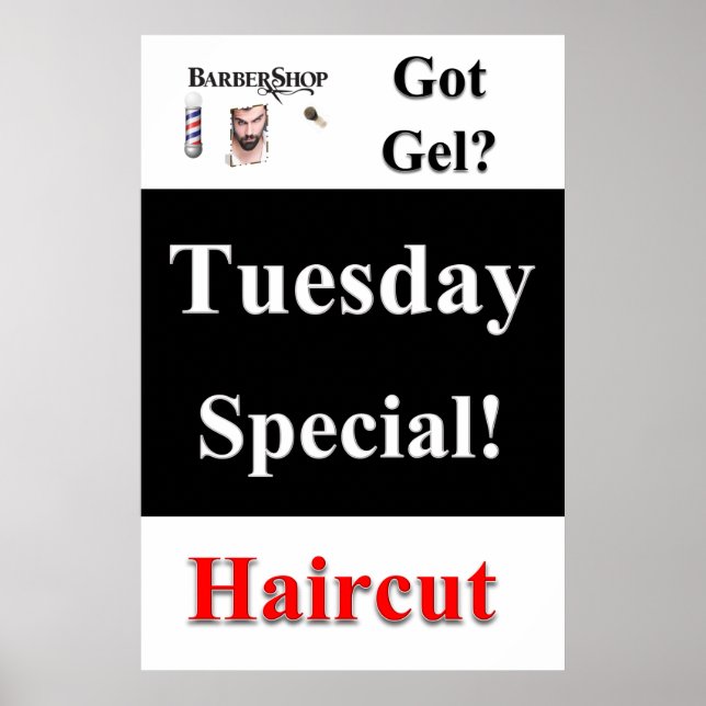 Salon Barbershop Posters Mardi spécial reçu Gel (Devant)