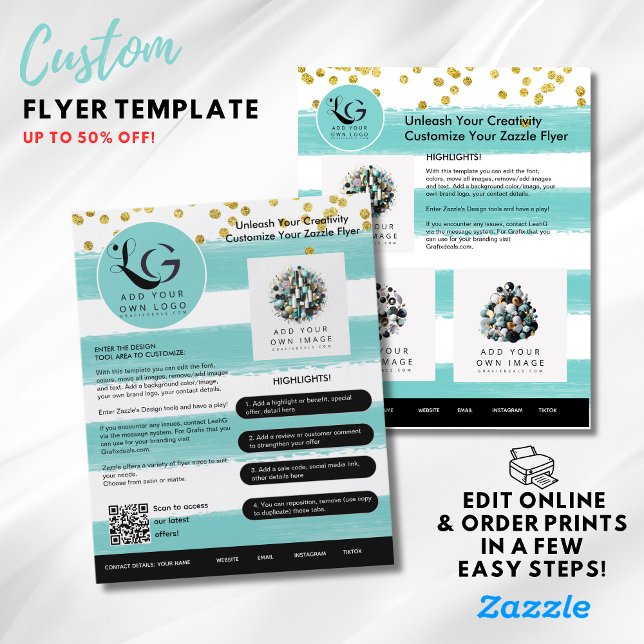 ⭐️ SALON BEAUTY AQUAMARIN GOLD MIRL Einfache LOGO- Flyer (Von Creator hochgeladen)