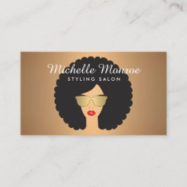 Salon Beauty Girl mit Afro auf Rose Gold Visitenkarte