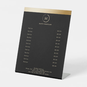 Salon Black Stripe Monogramm Circle Sockelschild