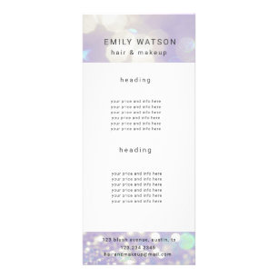 Salon-Bokeh-Pastell-Glanz-Preisliste Werbekarte