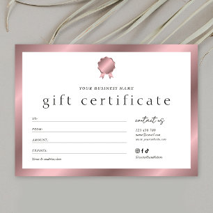 Salon Bronze Rose Gold Effekt Geschenkgutschein