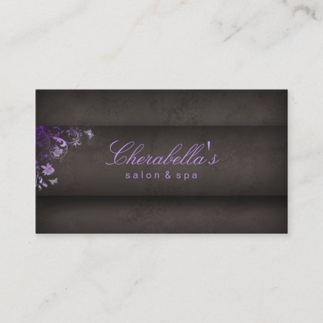 Salon Business Card Spa Butterfly Purple Visitenkarte (Vorderseite)