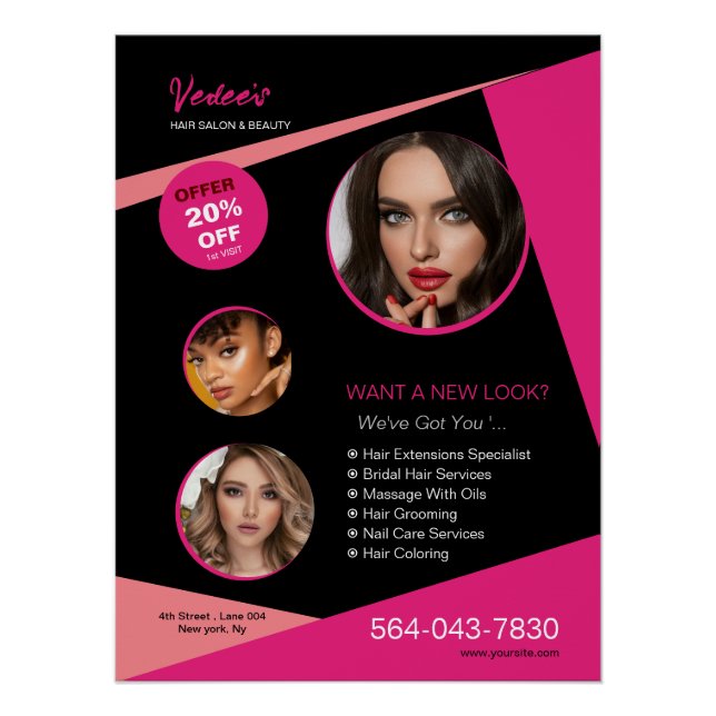 Salon Business Custom Glossy Poster (Vorderseite)