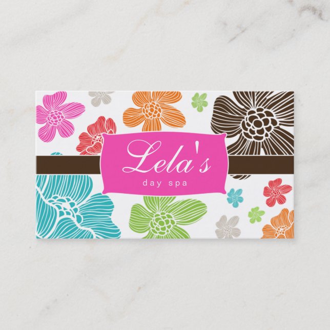 Salon Carte de visite Floral Spa Tropical Hot Pink (Devant)
