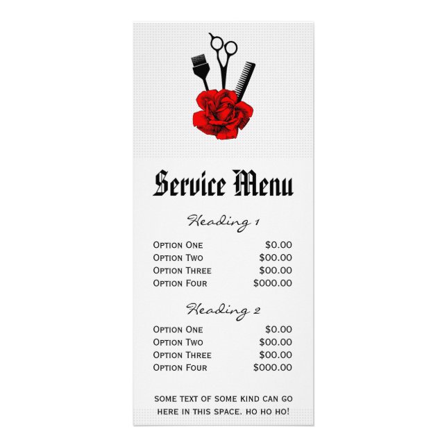 salon chic menu service mod rose rouge ciseaux che (Devant)